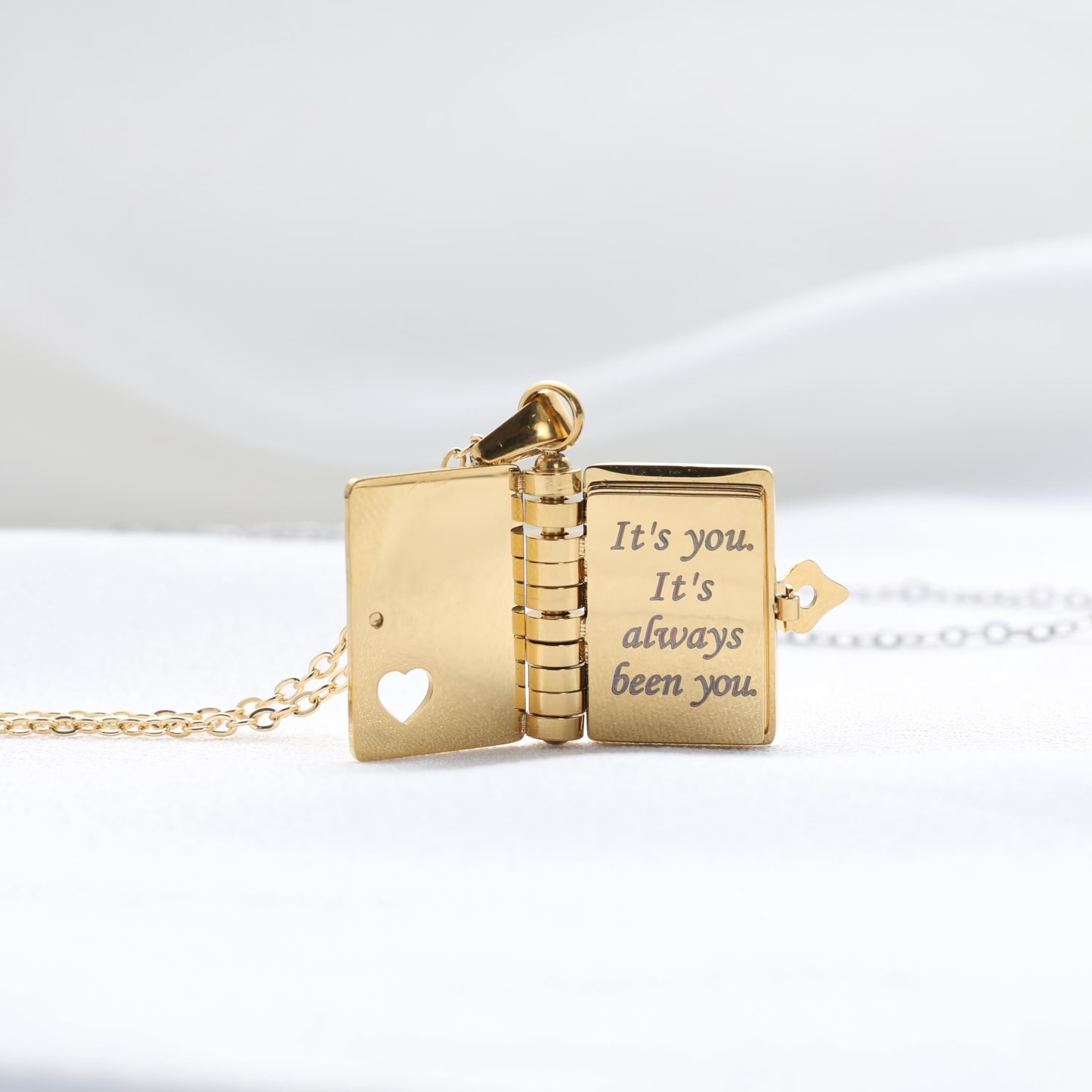 My Love Book Necklace Romantic Locket Pendant with Love Messages Inside