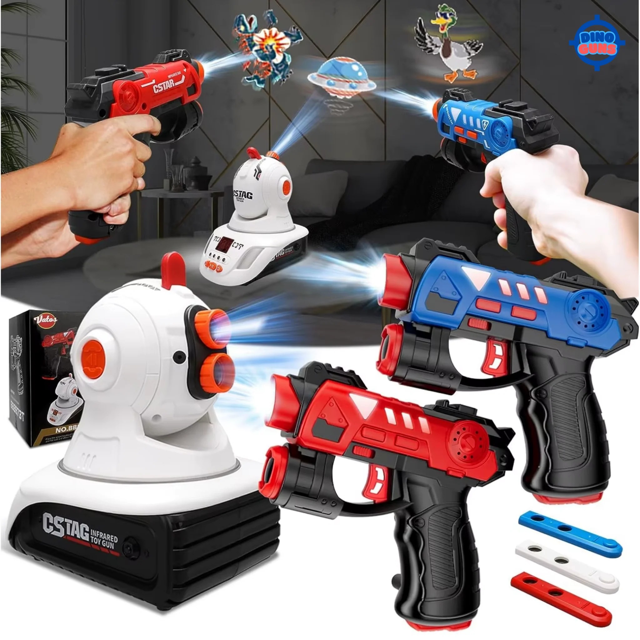 Infrared Laser Tag Set with Projector – 2 Player Laser Tag Guns for Kids, Indoor/Outdoor Interactive Shooting Game