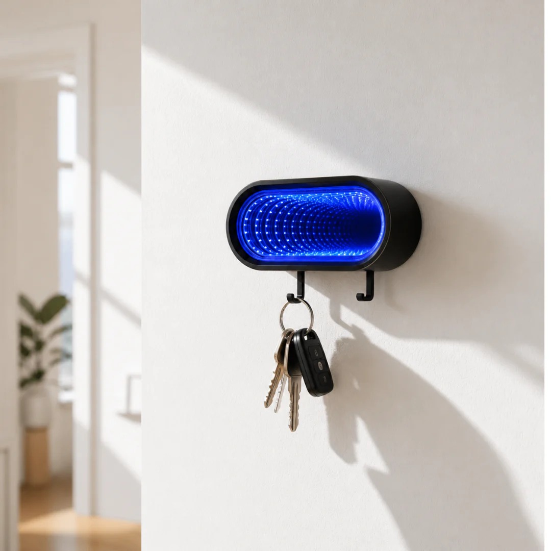 ✨ LED Mirror Garage Key Holder – Wall Mounted Glow Rack 🔑🚗