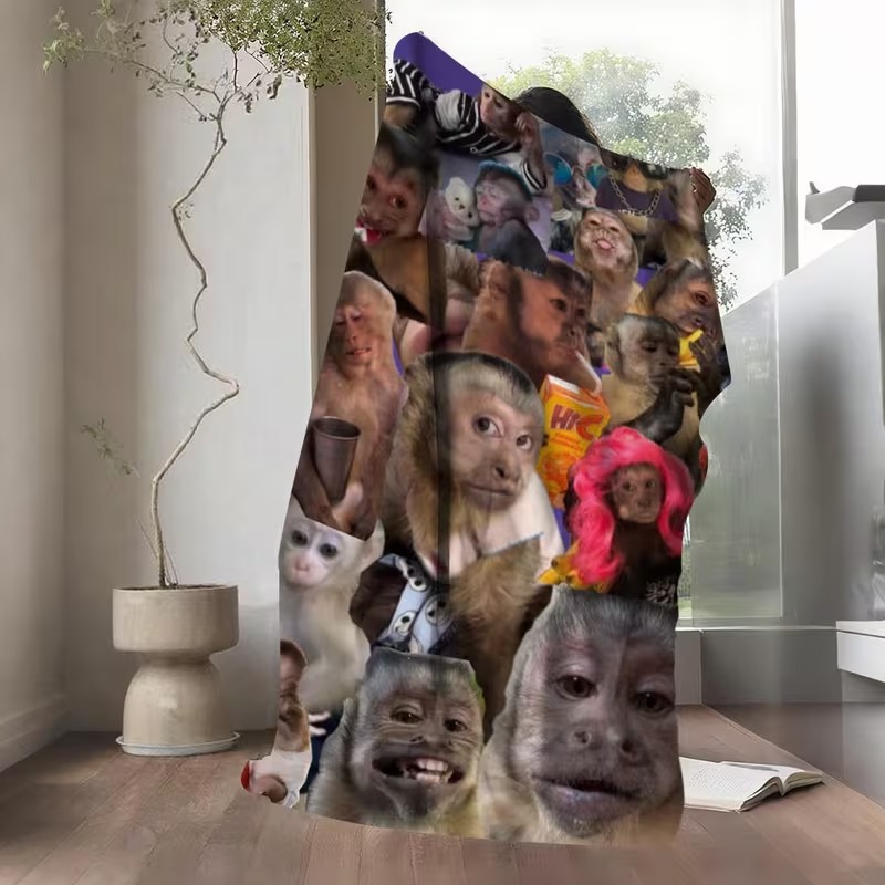 Monkey Memes Cute Collage Flannel Blanket