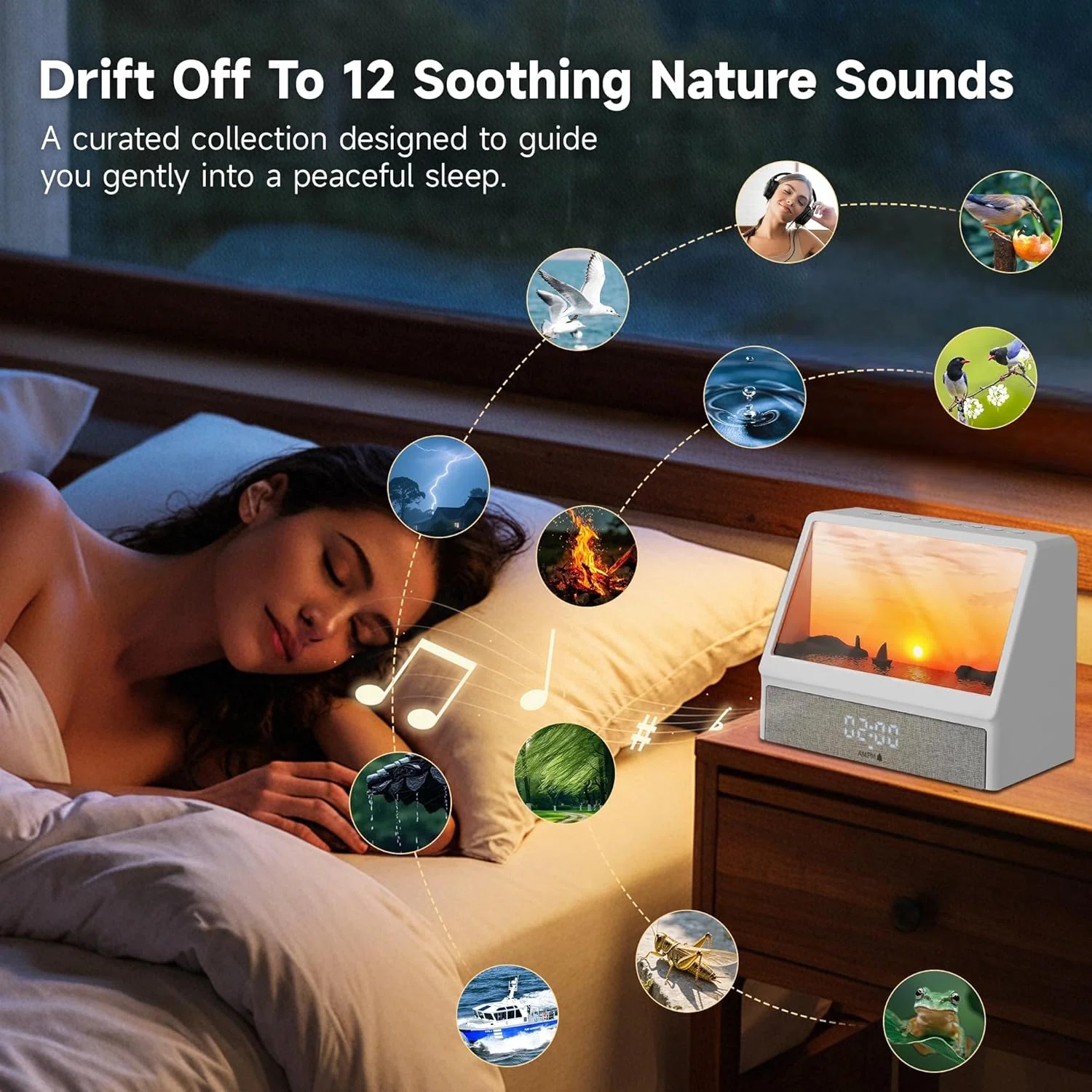 Sunrise Alarm Clock Wake Light – Natural Light Sleep Aid with Sound & Sunrise Simulation