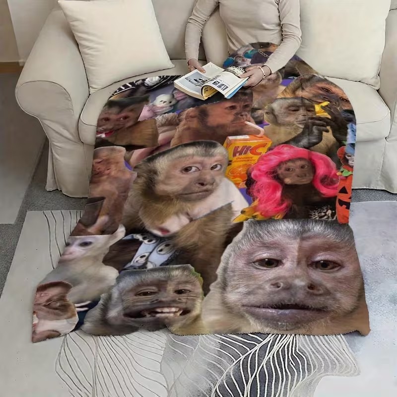 Monkey Memes Cute Collage Flannel Blanket