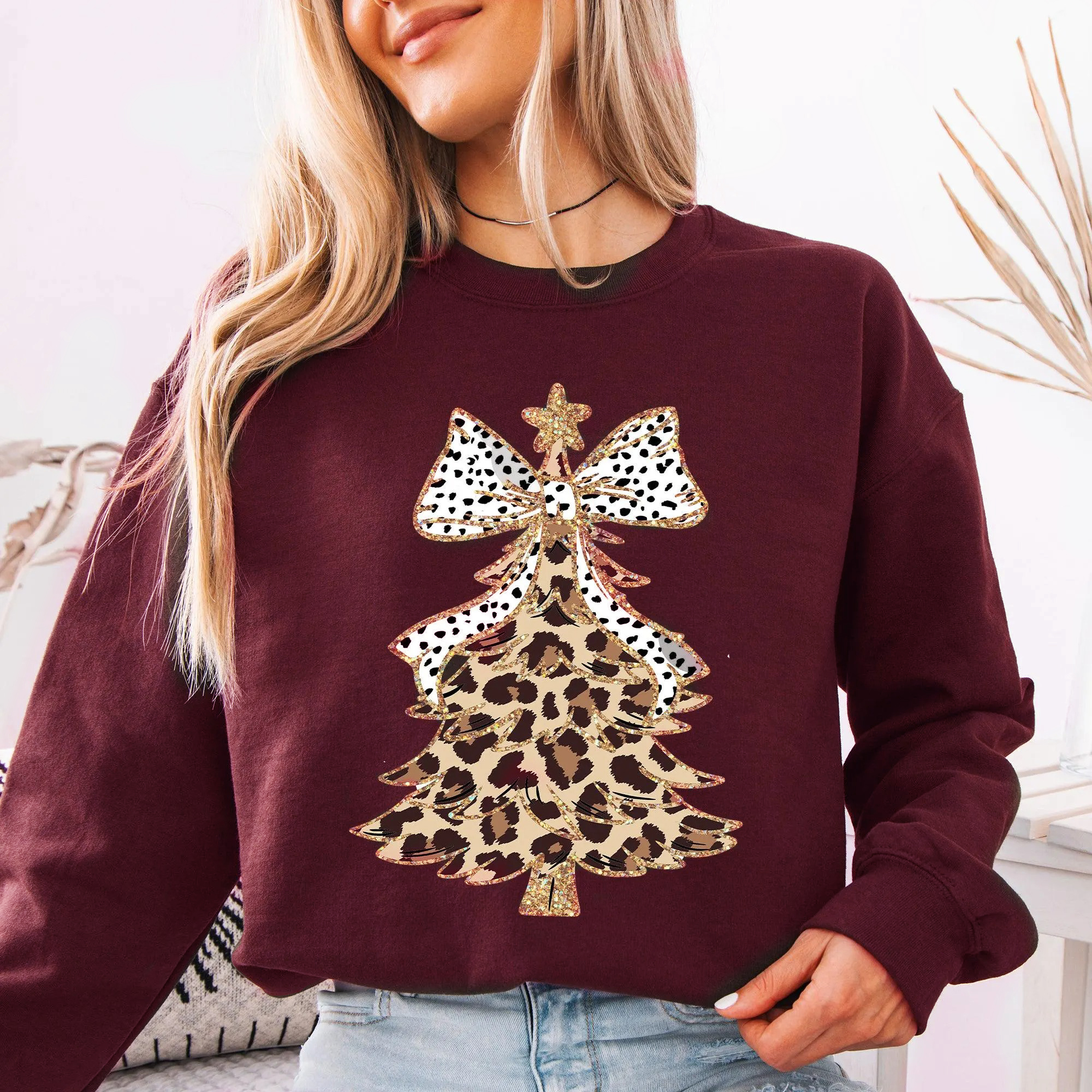 Leopard Print Christmas Tree Sweatshirt