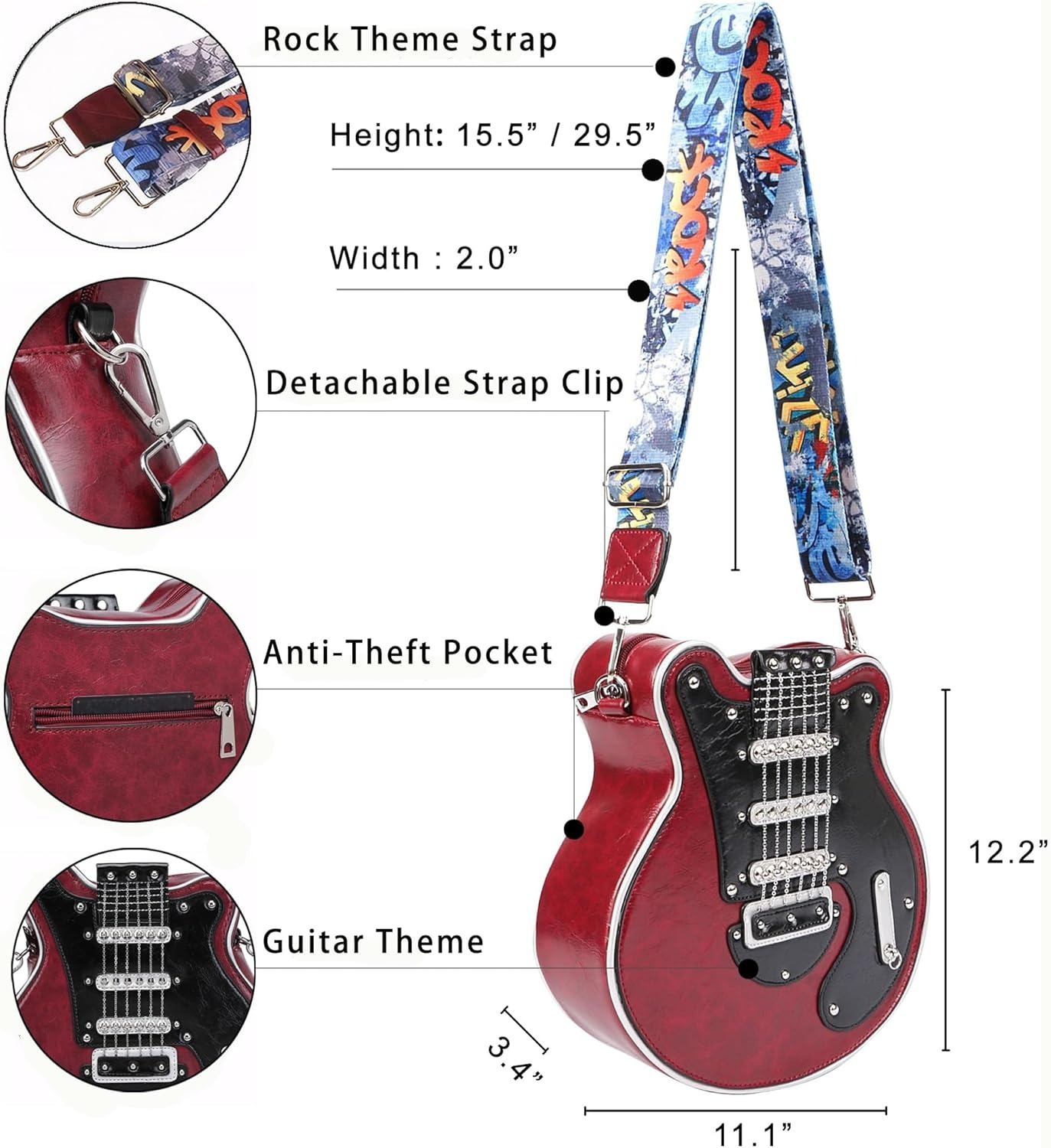 Guitar Crossbody Bag – Trendy Mini Shoulder Purse for Music Lovers
