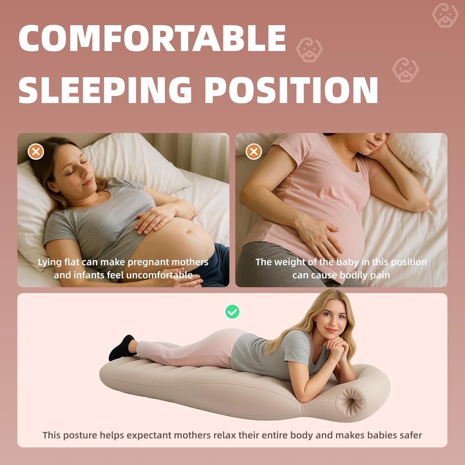 Inflatable Pregnancy Pillow with Belly Hole – Comfortable Stomach Sleeping & Relax Support for Moms-to-Be