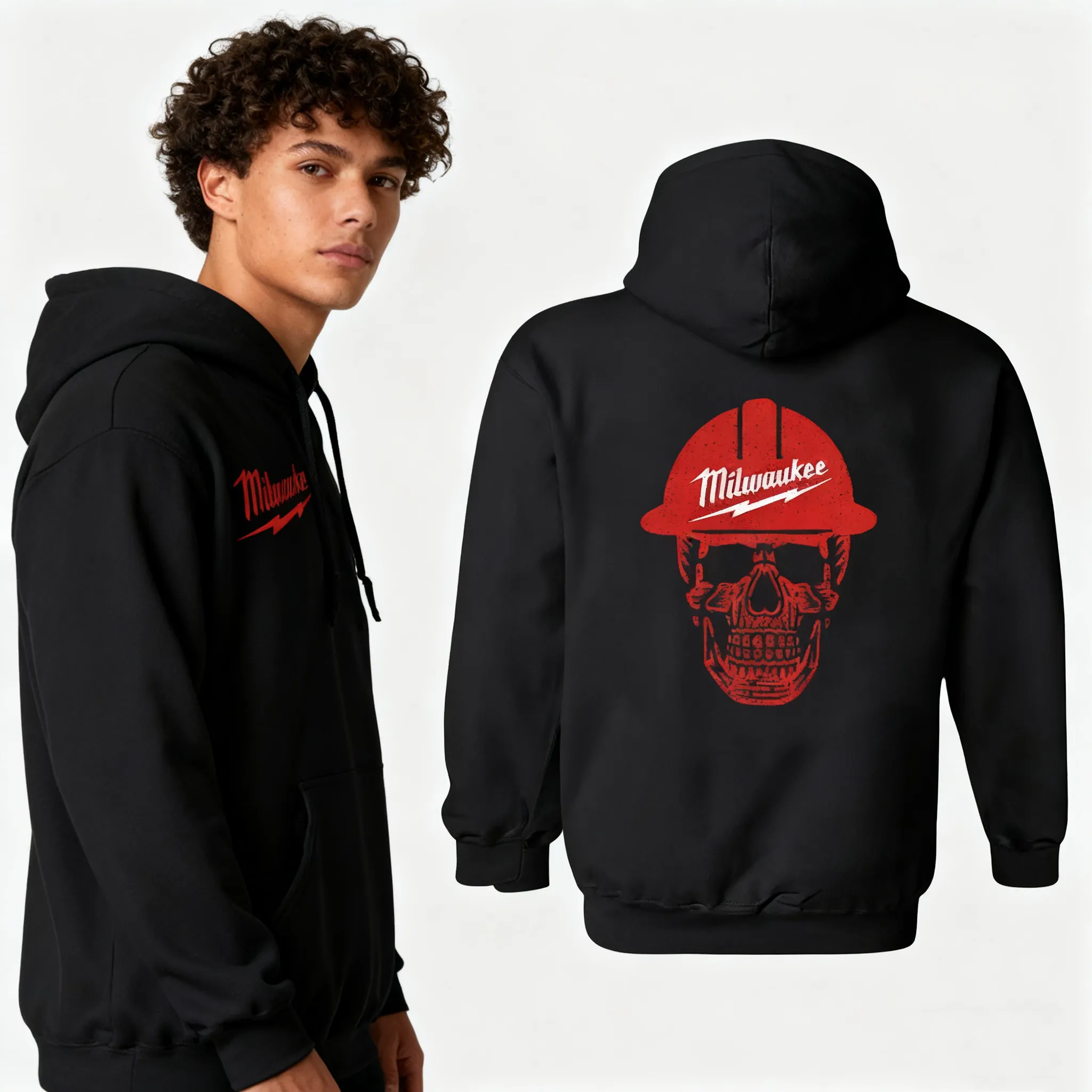 Milwaukee Tool Red Hard Hat Skull Sweatshirt
