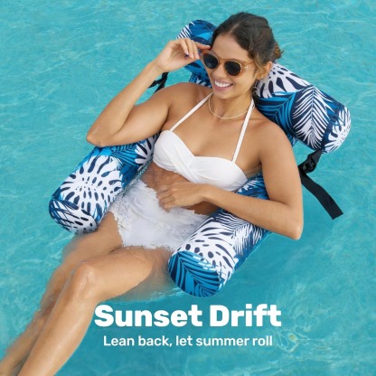 Inflatable Pool Hammock Float – Floating Lounge Chair with Mesh Seat, Headrest & Cooling Water Design