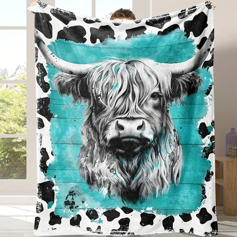 Cow Print Flannel Blanket