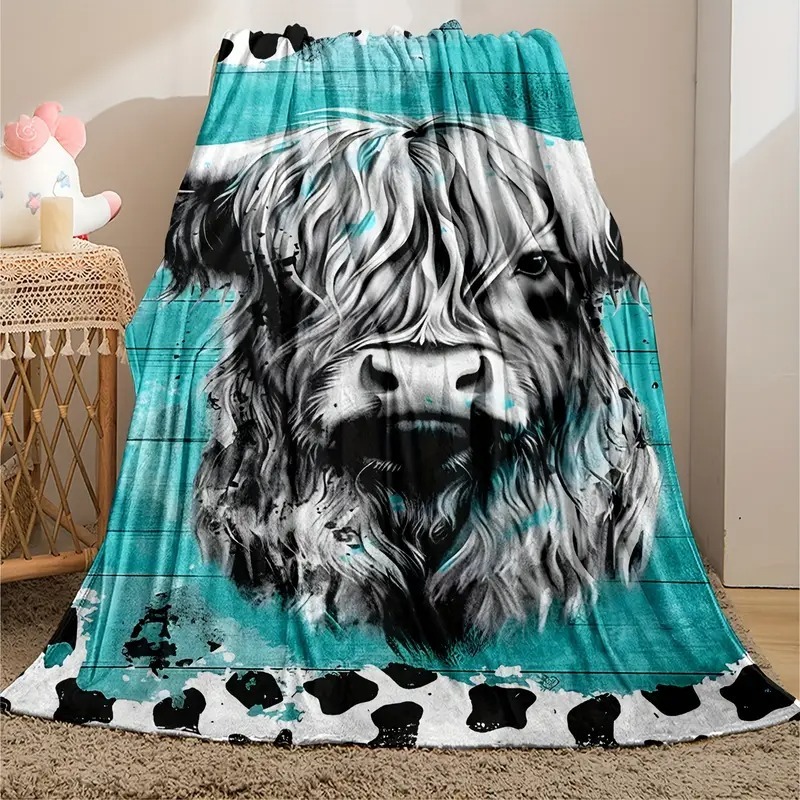 Cow Print Flannel Blanket