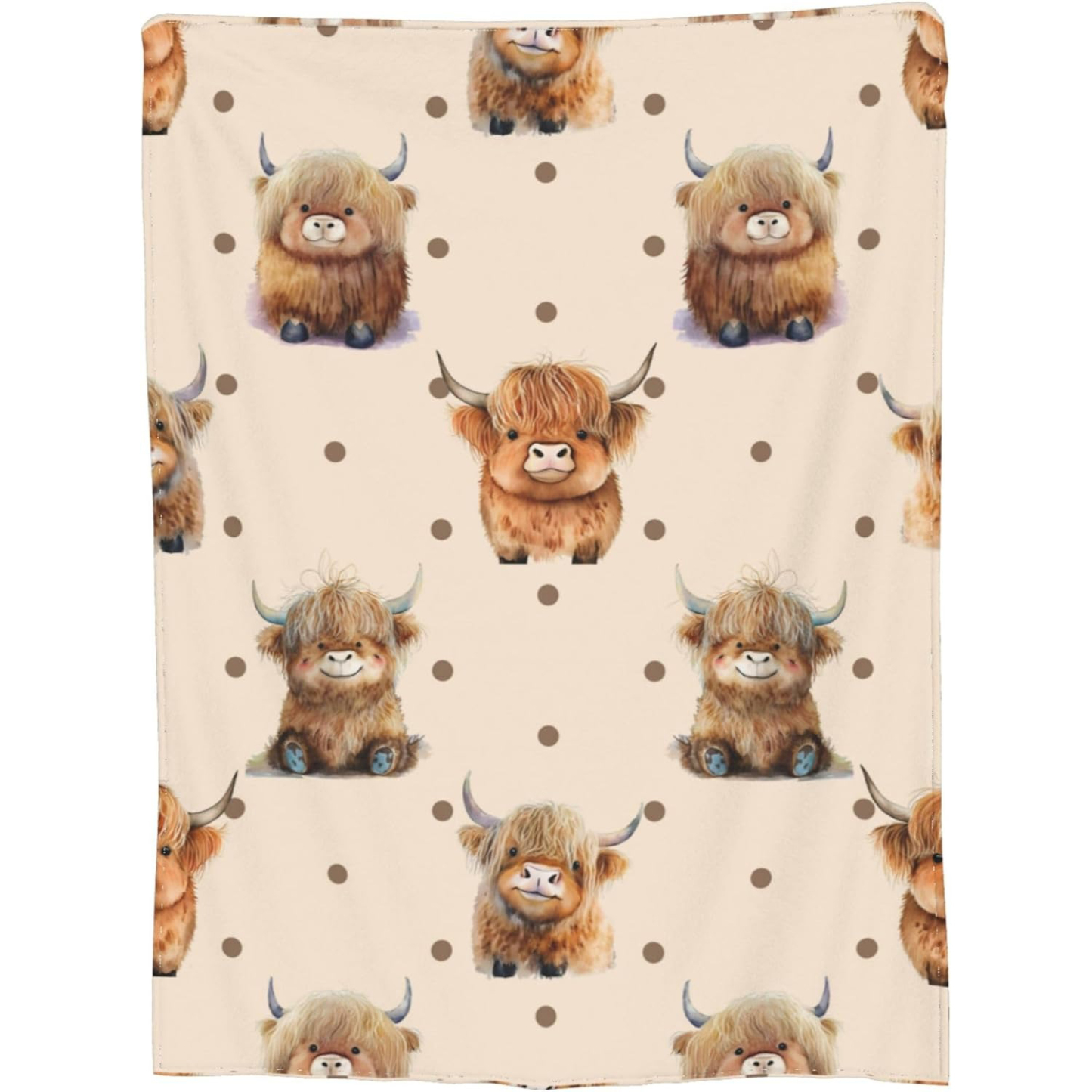 Cute Highland Cow Print Blanket