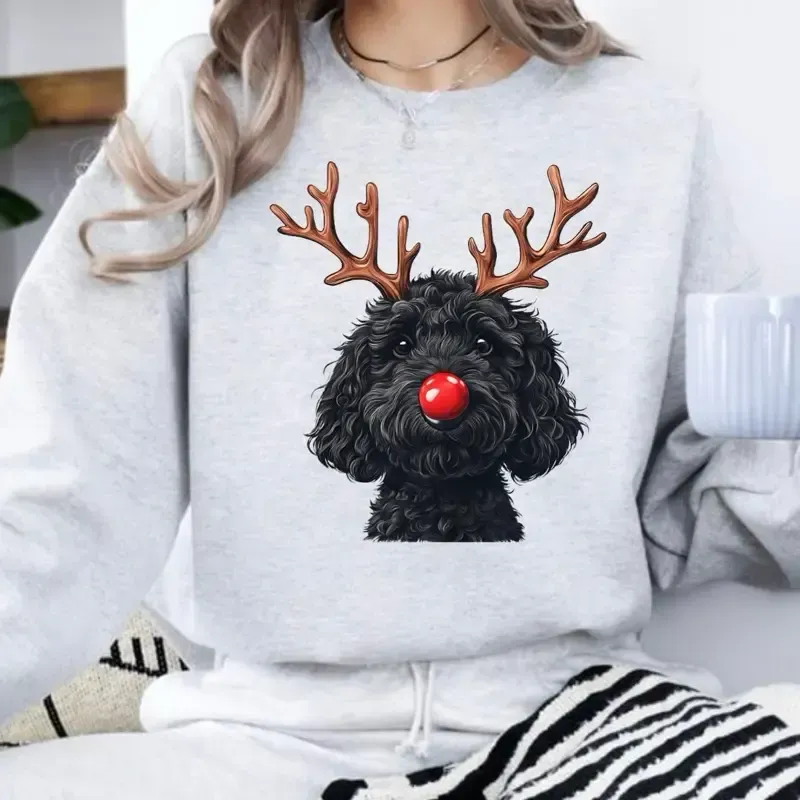 Custom Pet Reindeer Christmas Apparel - Personalized Dog/Cat Festive Sweatshirt & Hoodie