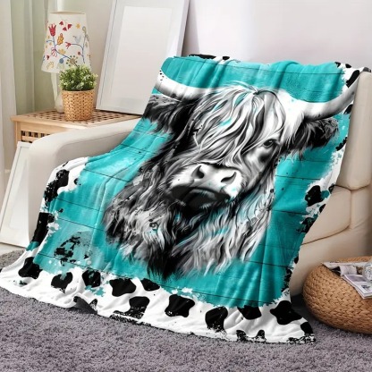 Cow Print Flannel Blanket