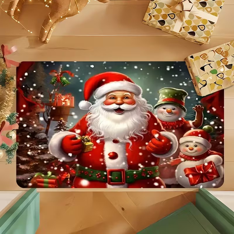 Snowy Day Santa Claus Gift-Delivering Christmas Doormat