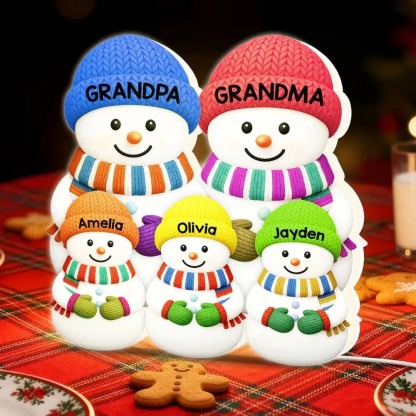 3D Effect Heartwarming Christmas Grandma Snowman Custom Light Box