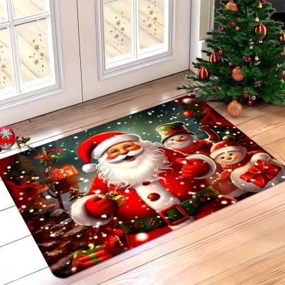 Snowy Day Santa Claus Gift-Delivering Christmas Doormat
