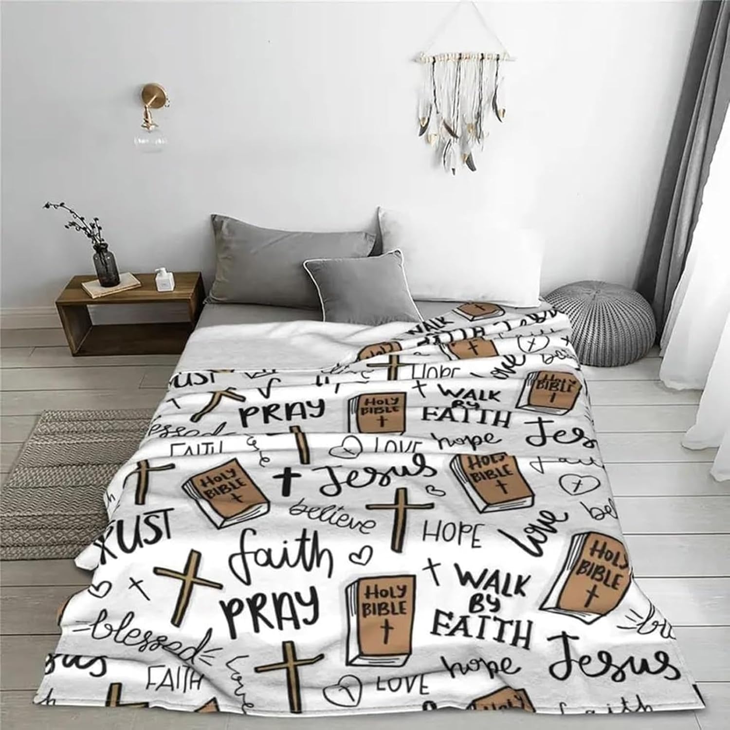 Christian Bible Cross Throw Blanket