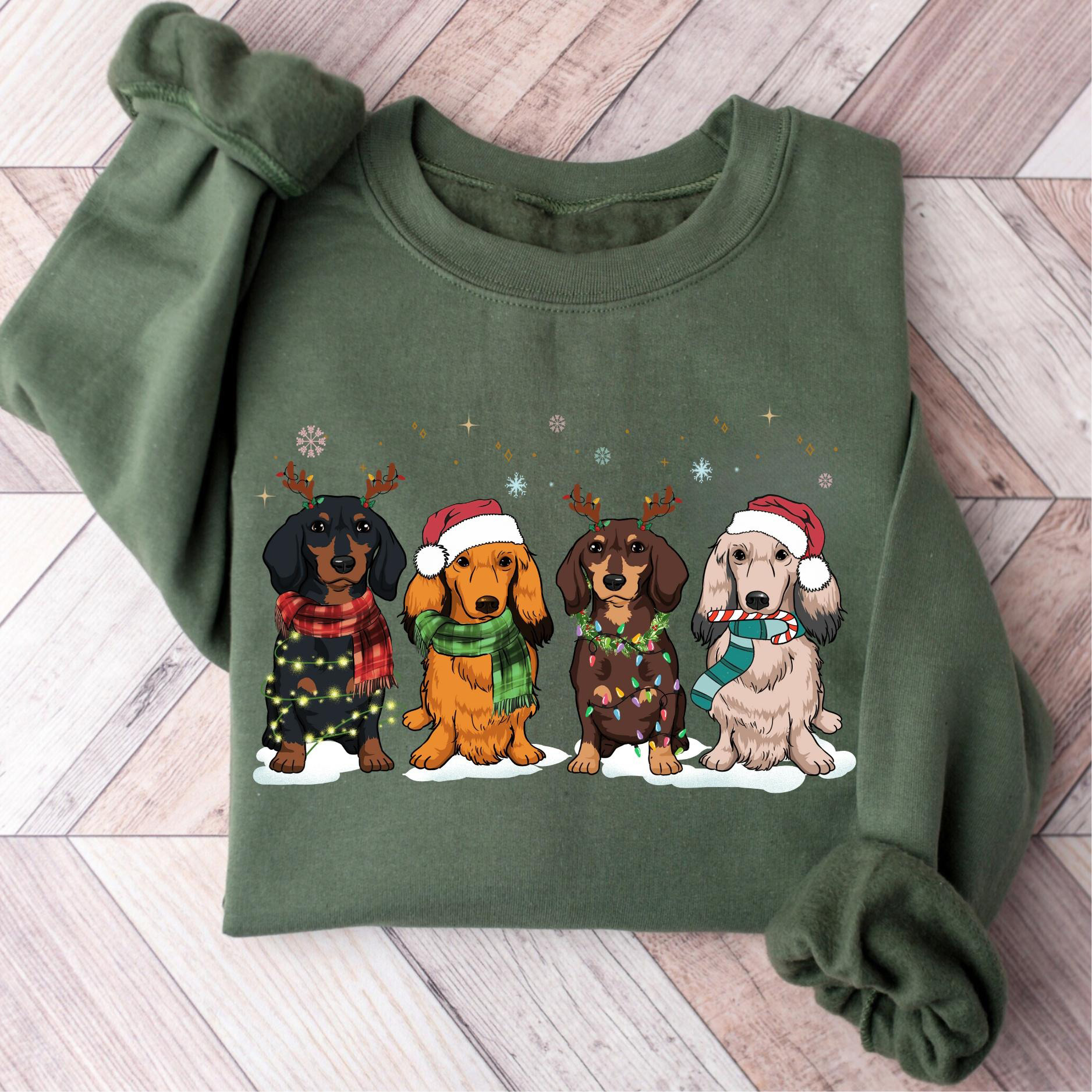 Scarf Dachshund Christmas Sweatshirt