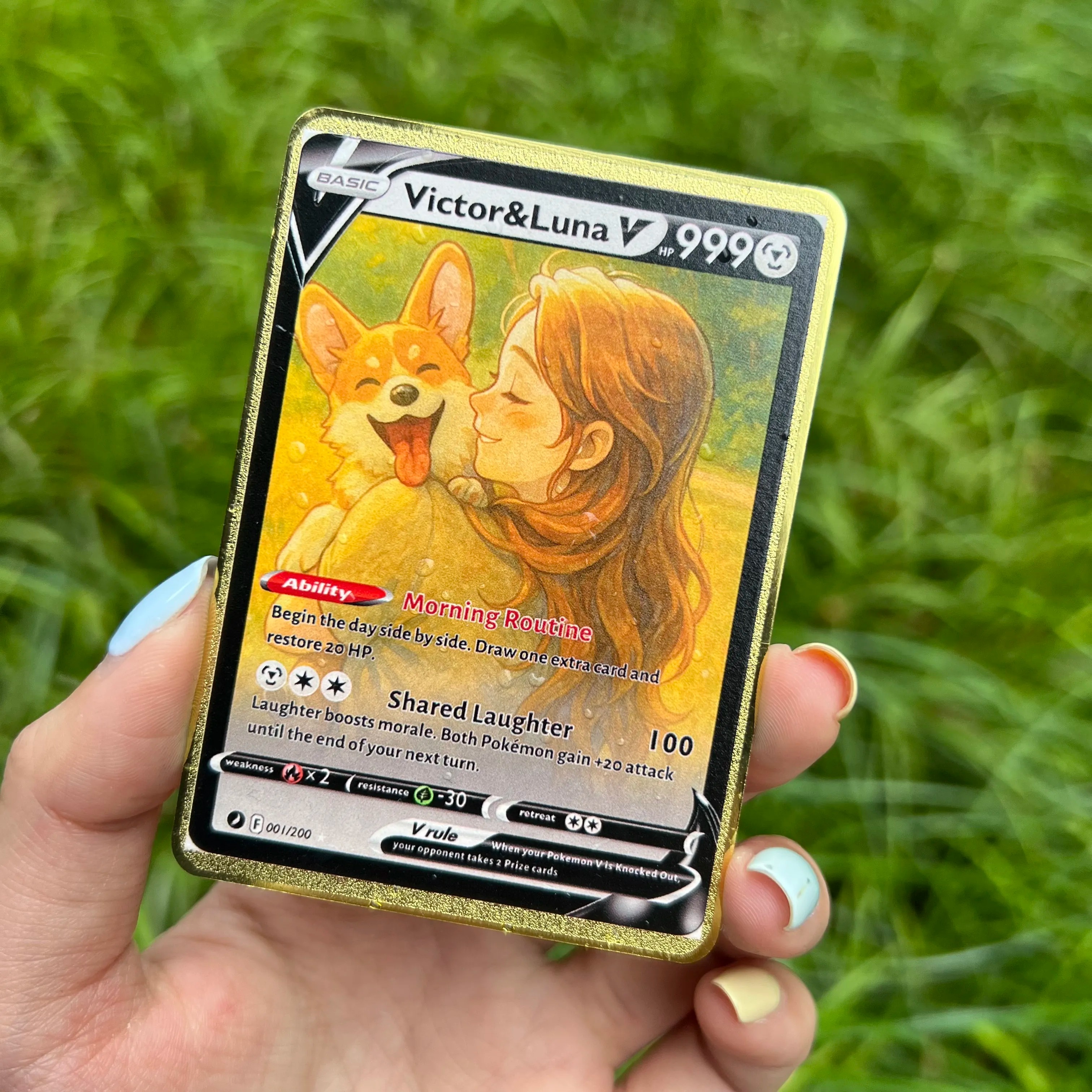 Custom Anime Pet & You Team V Card Pokecard For Pet Lovers