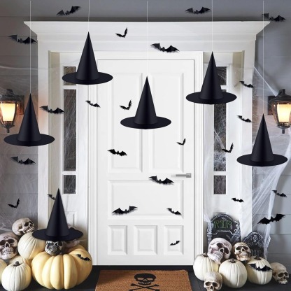 6 PCS Hanging Witch Hat Decor Halloween Party Kit