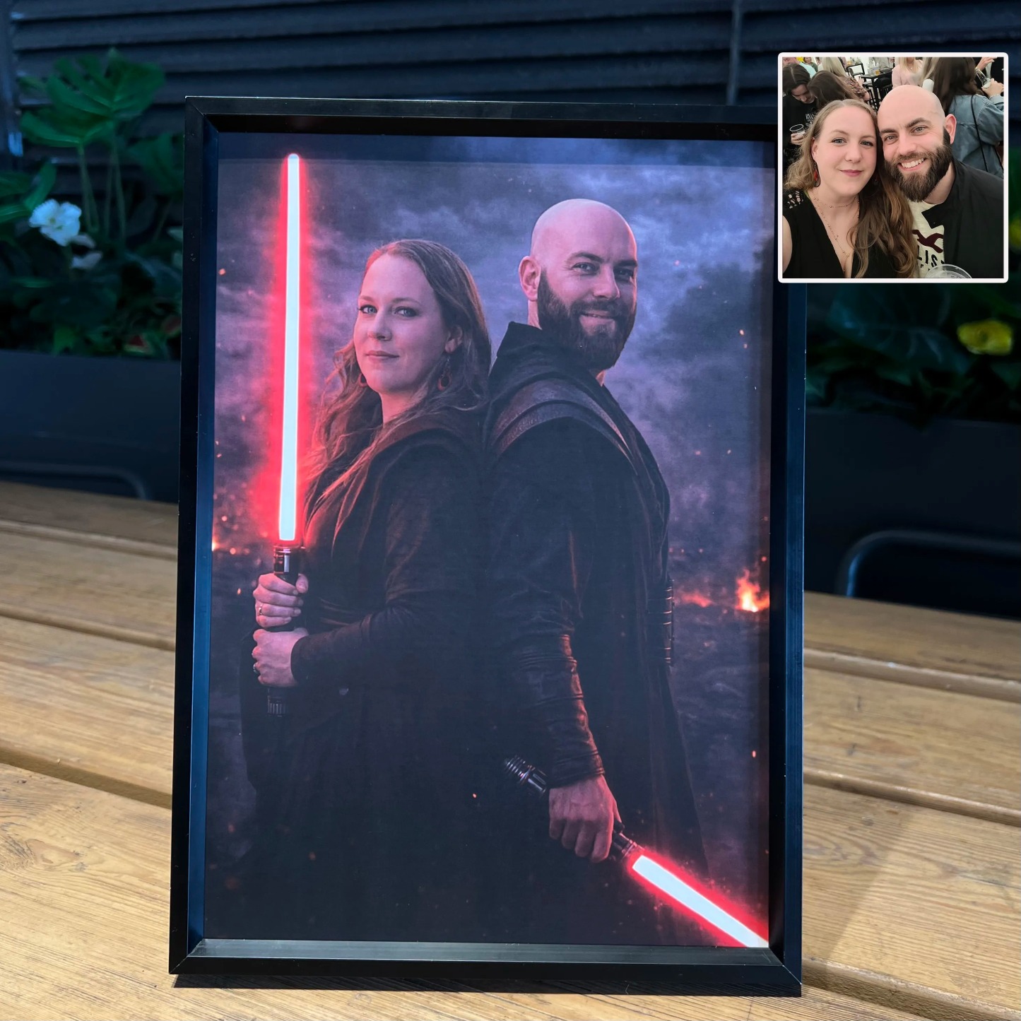 Custom Lightsaber Galactic Hero Couple Portrait Frame Gift🌍