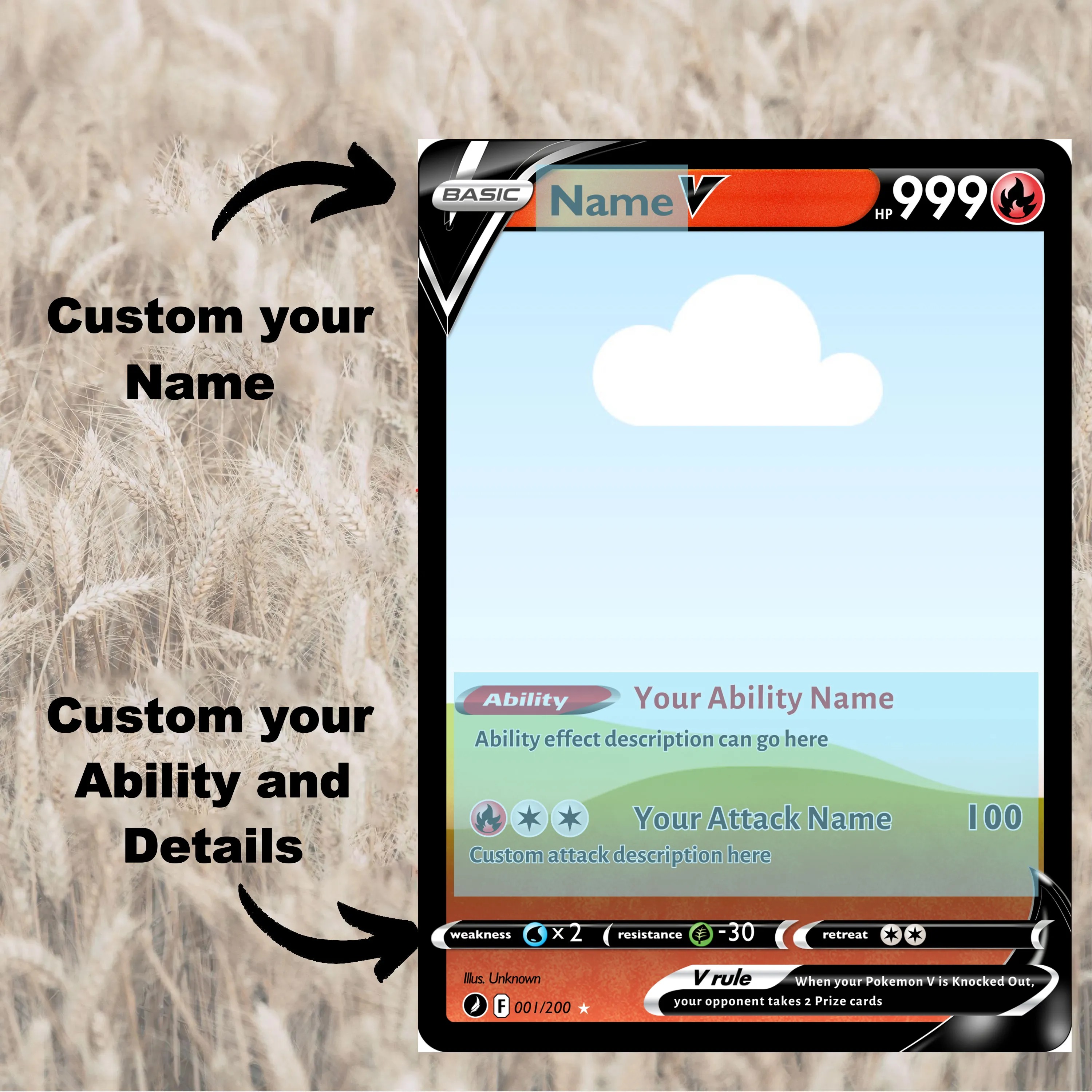Custom Anime Pet & You Team V Card Pokecard For Pet Lovers