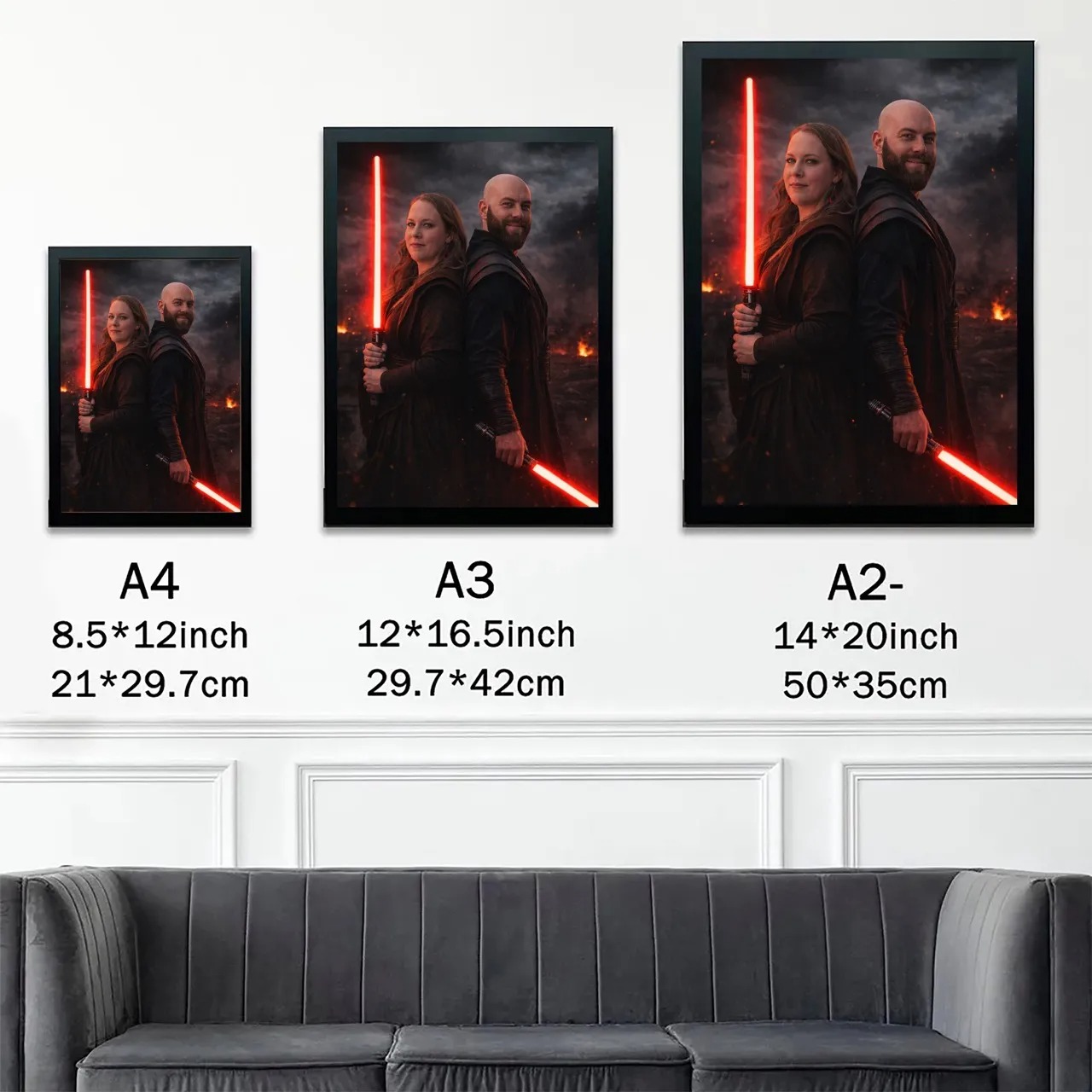 Custom Lightsaber Galactic Hero Couple Portrait Frame Gift🌍