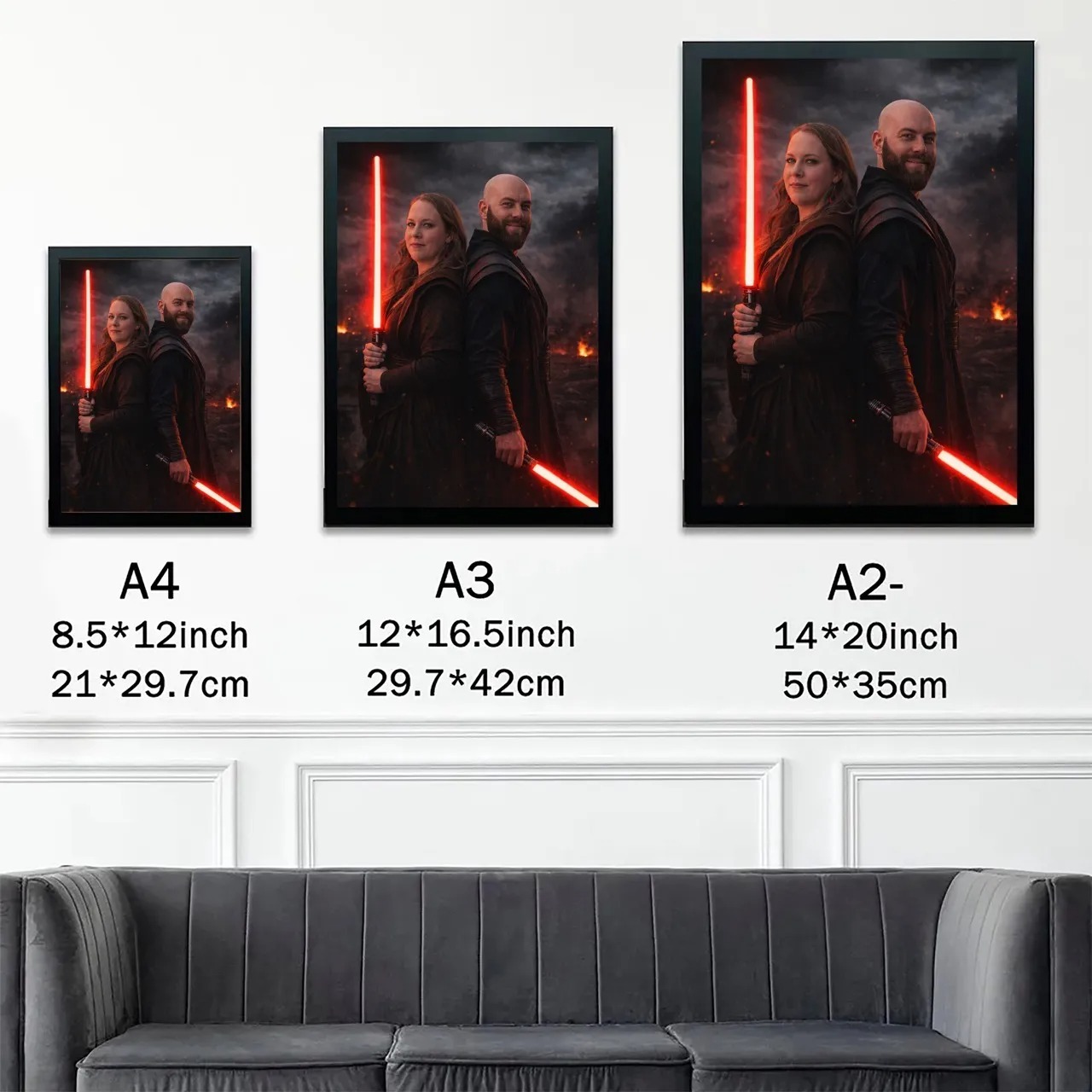 Custom Lightsaber Galactic Hero Couple Portrait Frame Gift🌍