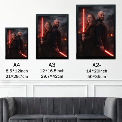 Custom Lightsaber Galactic Hero Couple Portrait Frame Gift🌍