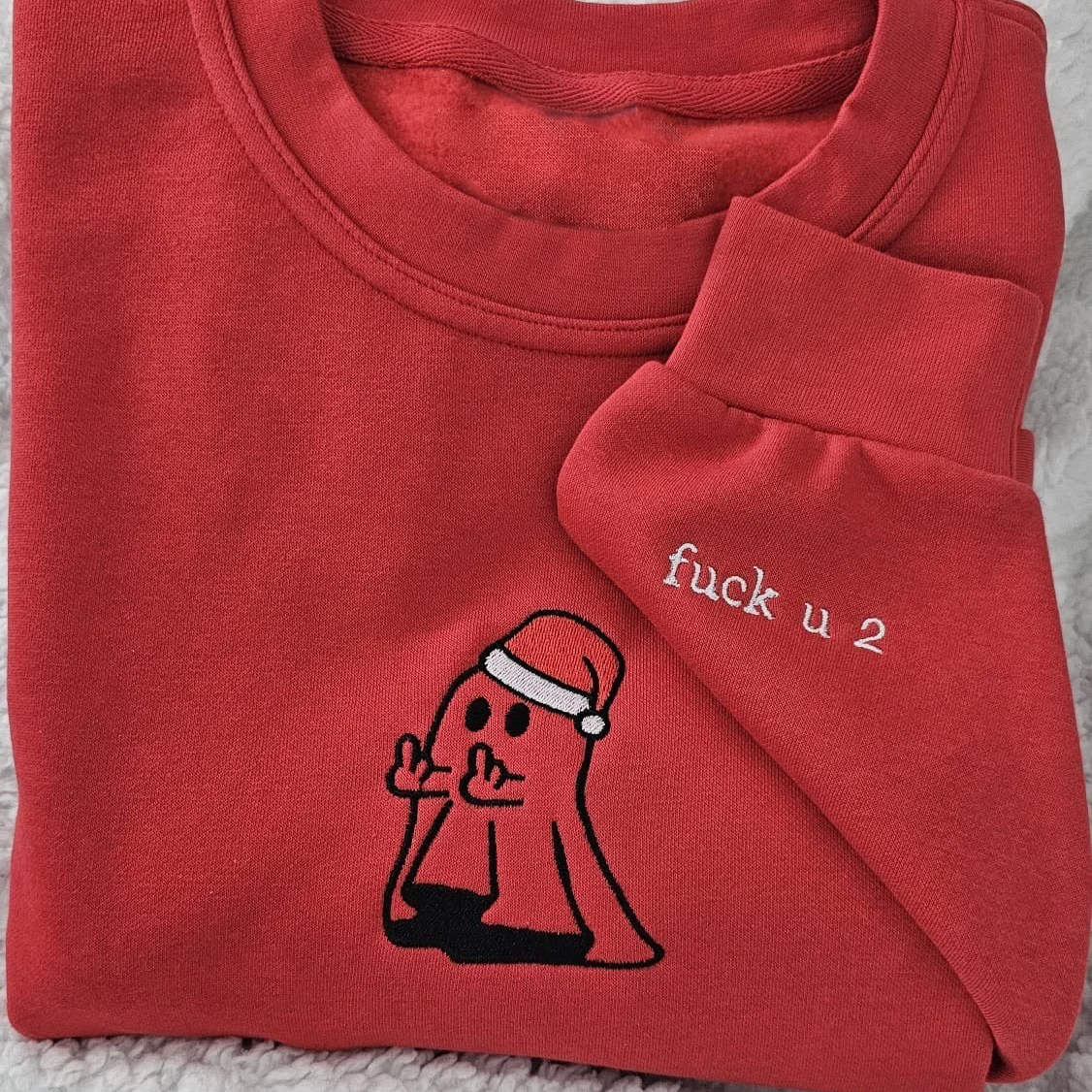 Ghost Middle Finger Christmas Embroidered Sweatshirt