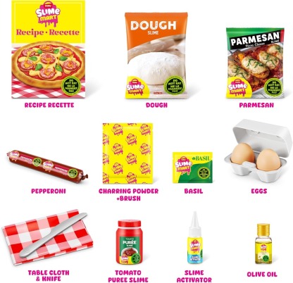 DIY Pizza Slime Kit – Realistic Food Squishy Set with Mini Basket, Satisfying Sensory Toy for Kids & Adults