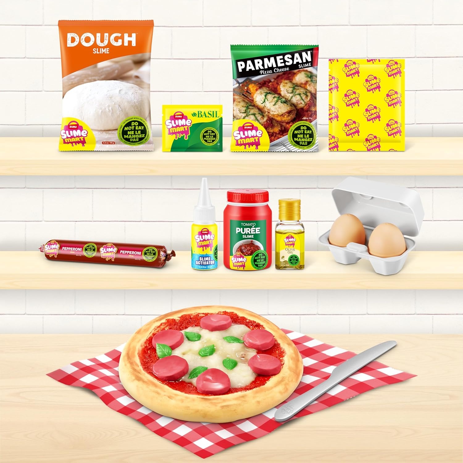DIY Pizza Slime Kit – Realistic Food Squishy Set with Mini Basket, Satisfying Sensory Toy for Kids & Adults