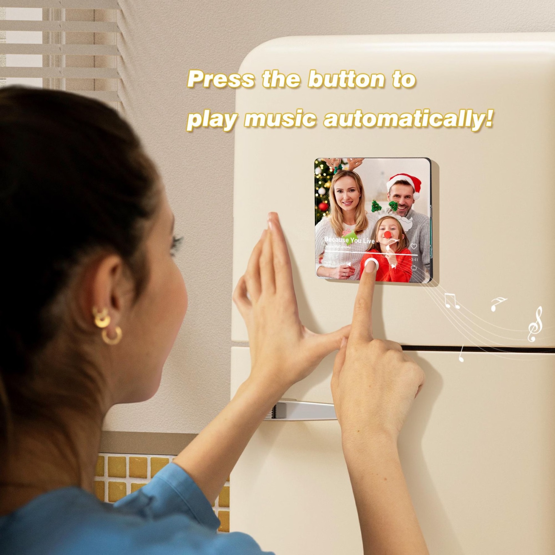 Personalized Music Fridge Magnet with Photo and Song Title