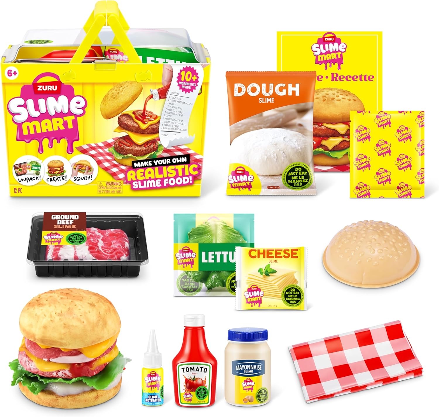 DIY Pizza Slime Kit – Realistic Food Squishy Set with Mini Basket, Satisfying Sensory Toy for Kids & Adults