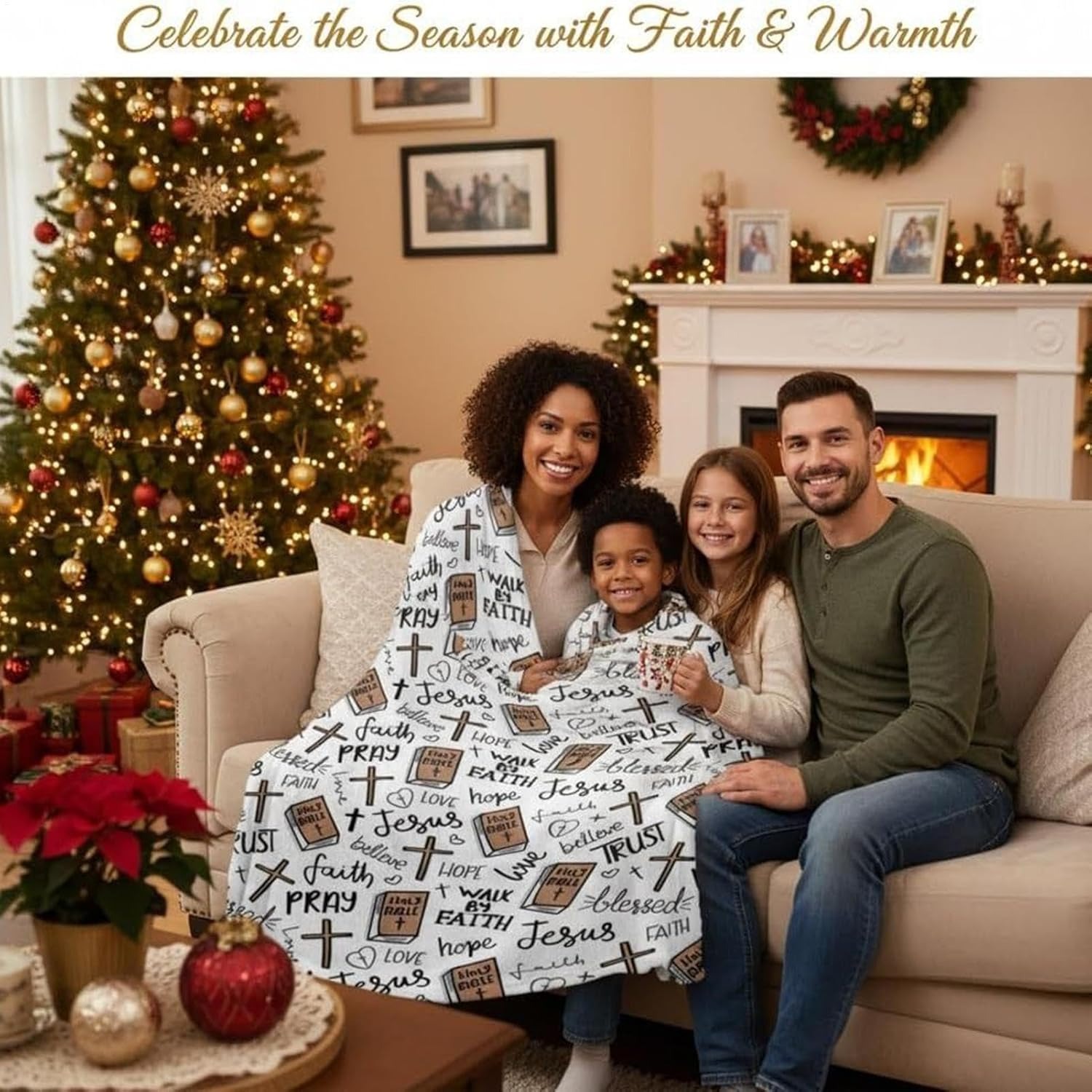 Christian Bible Cross Throw Blanket