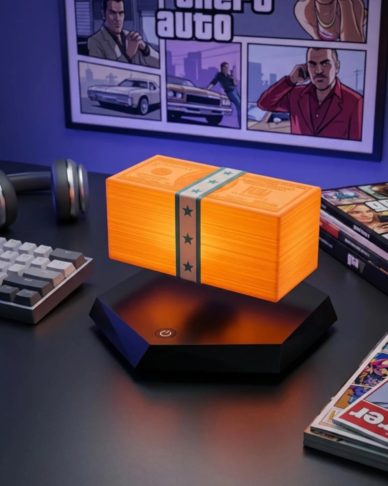 Floating Money Lamp – Magnetic Levitating Cash Light with LED Ambient Glow