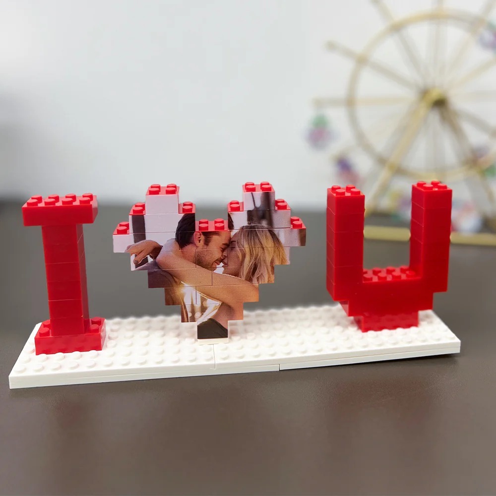 Personalized I Love You Brick Puzzles Gifts, Photo Block for Lovers