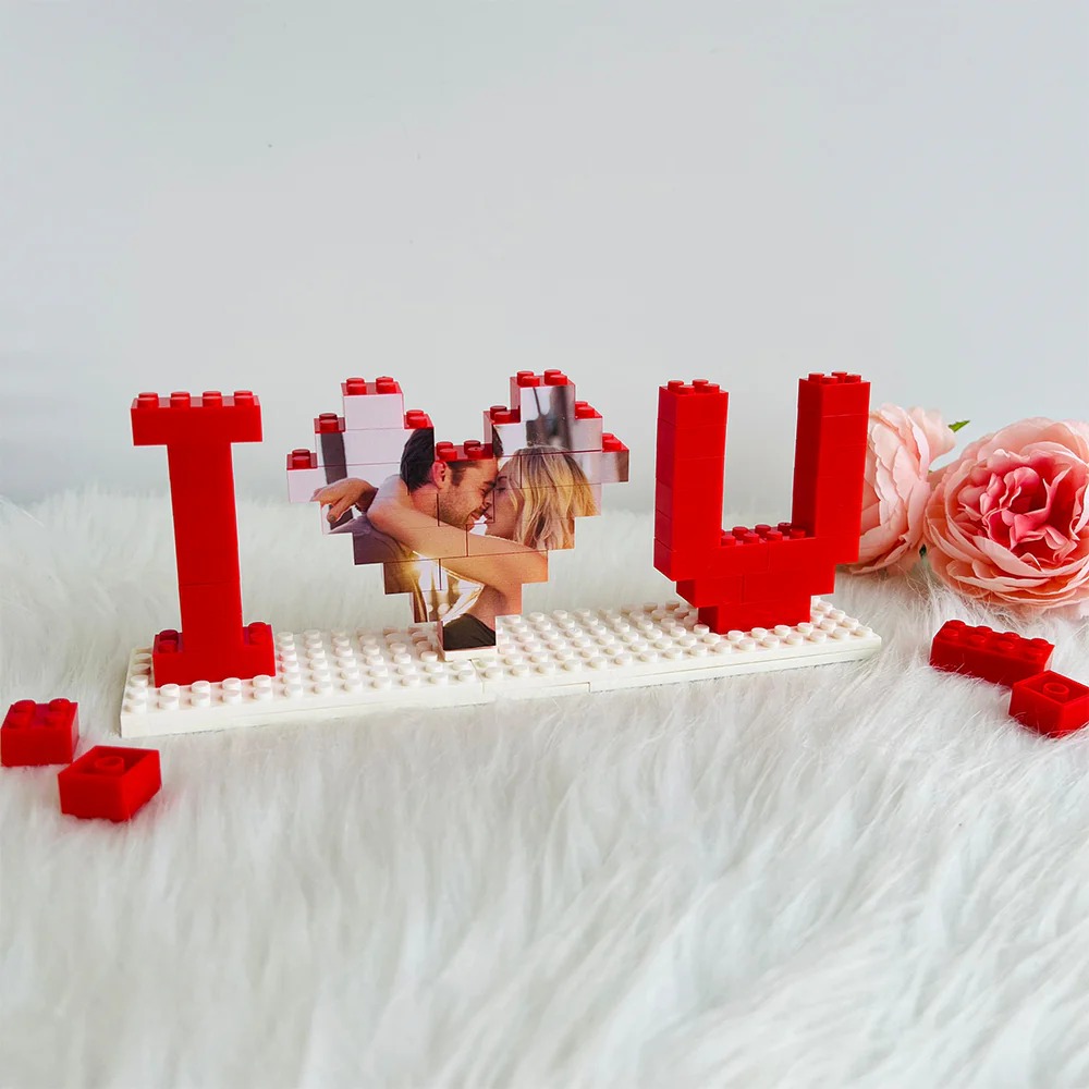 Personalized I Love You Brick Puzzles Gifts, Photo Block for Lovers