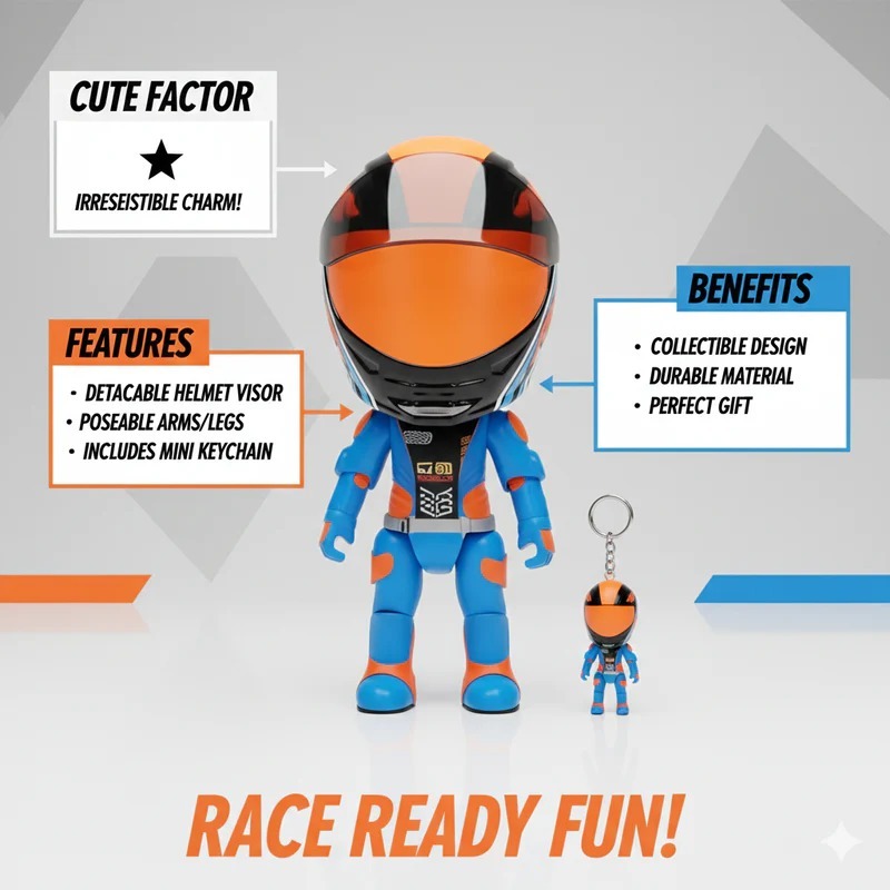 Motorcycle Helmet Decoration Accessory – Spinning Ornament, Easy Install