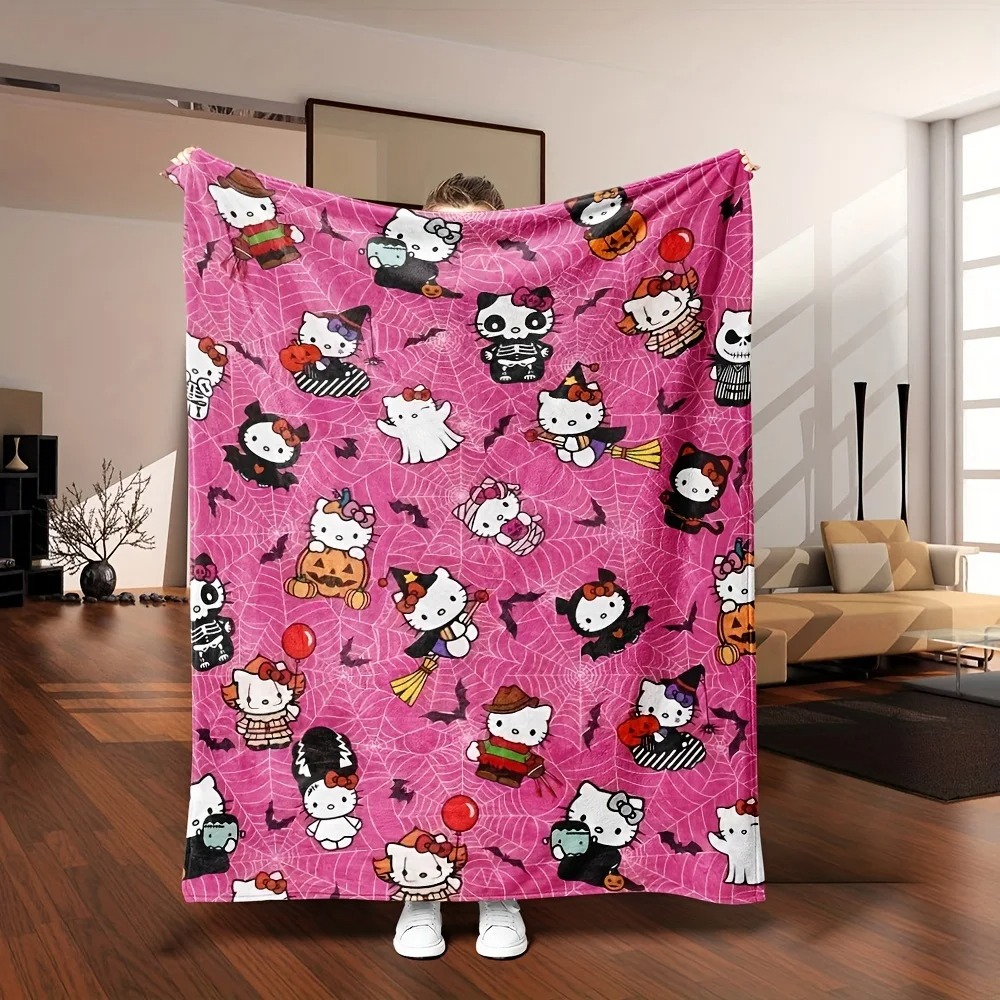 Halloween Hello Kitty Vintage Print Plush Blanket