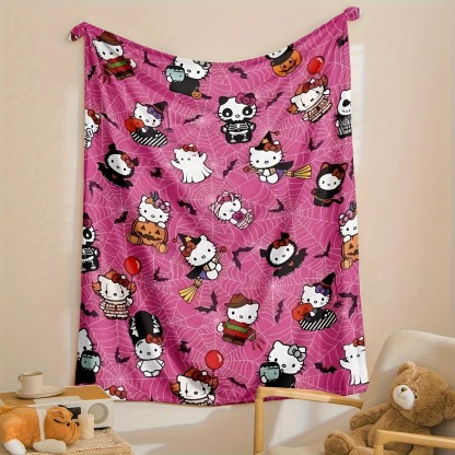 Halloween Hello Kitty Vintage Print Plush Blanket