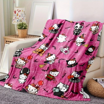 Halloween Hello Kitty Vintage Print Plush Blanket