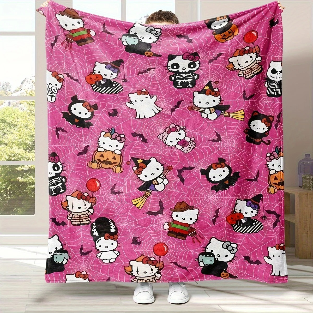 Halloween Hello Kitty Vintage Print Plush Blanket
