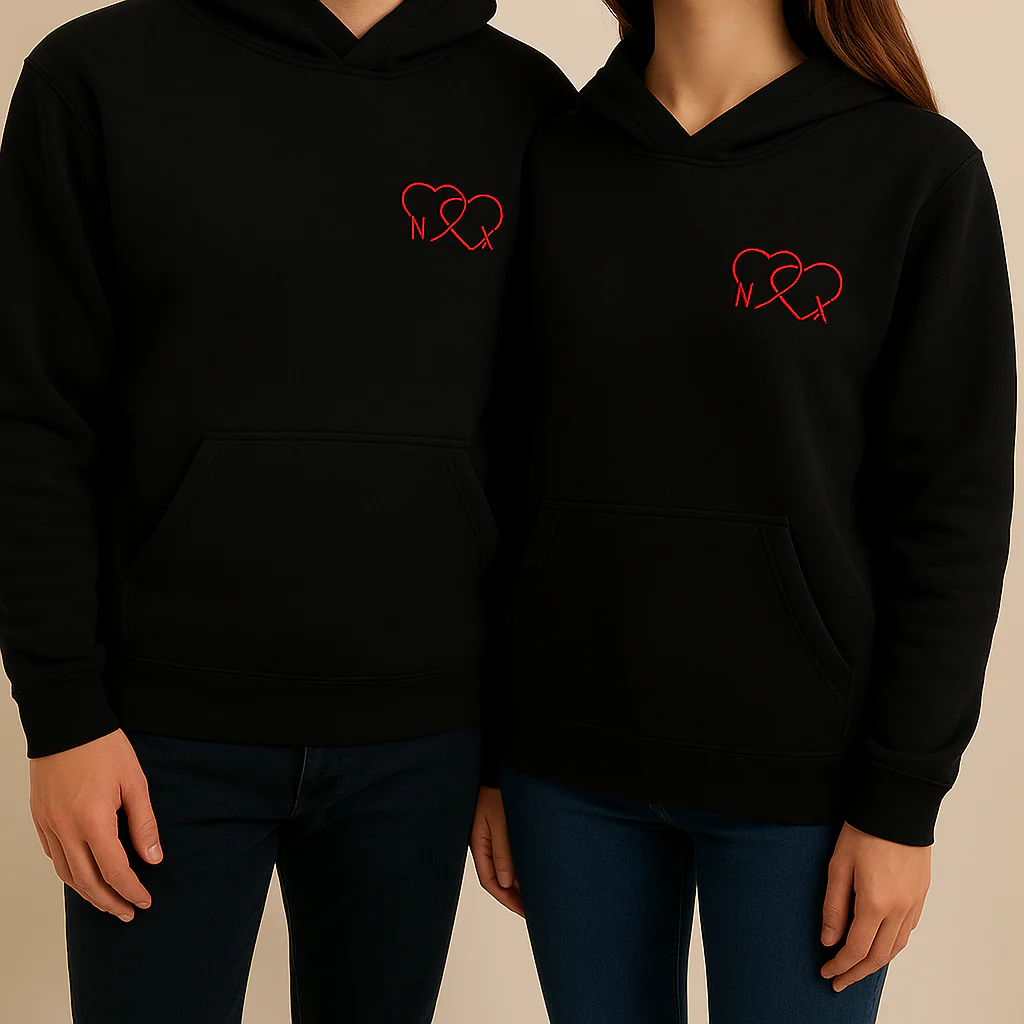Heart-to-heart Embroidered Couple Sweatshirt