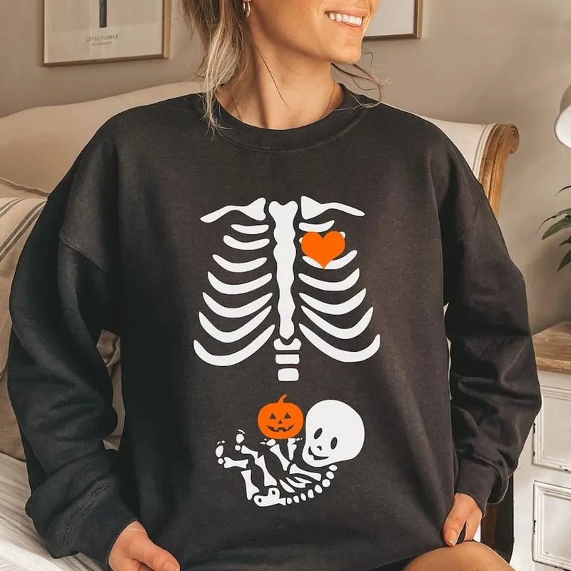 Skeleton Halloween Maternity Sweatshirt