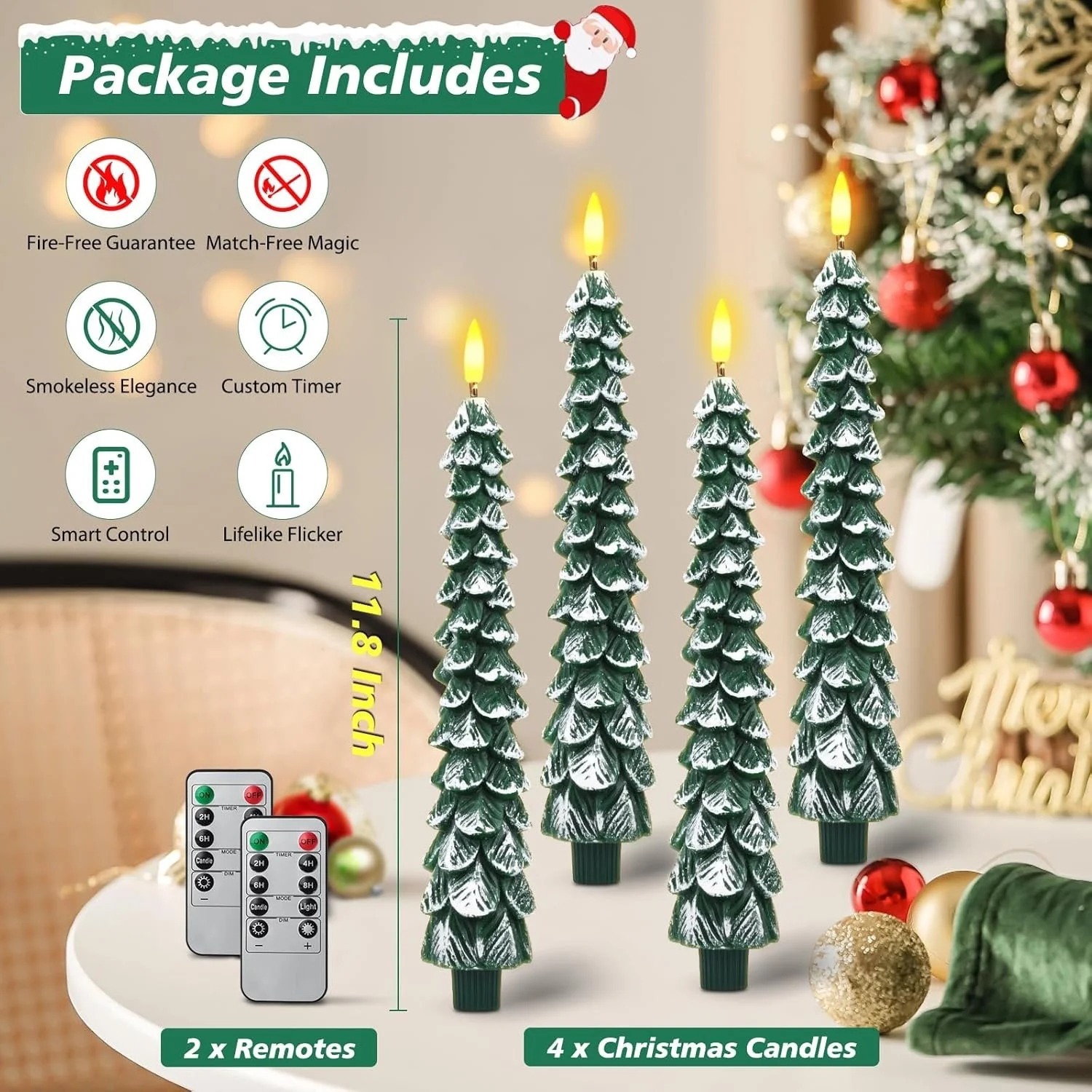 Flameless Taper Candles, Set of 2, Include Remotes.
