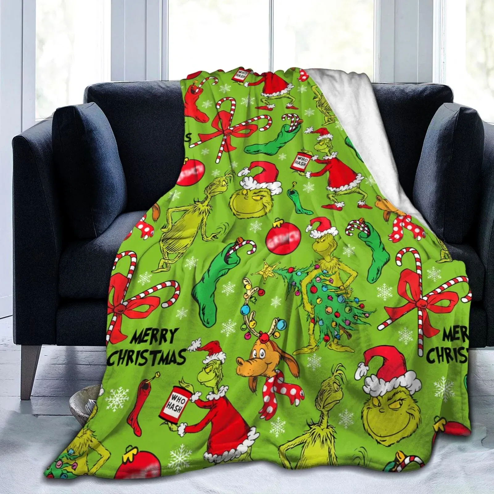Christmas Grinch Flannel Blankets