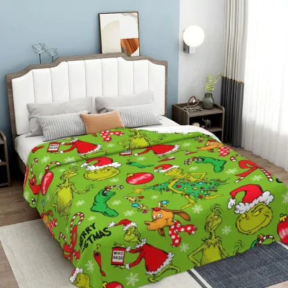 Christmas Grinch Flannel Blankets