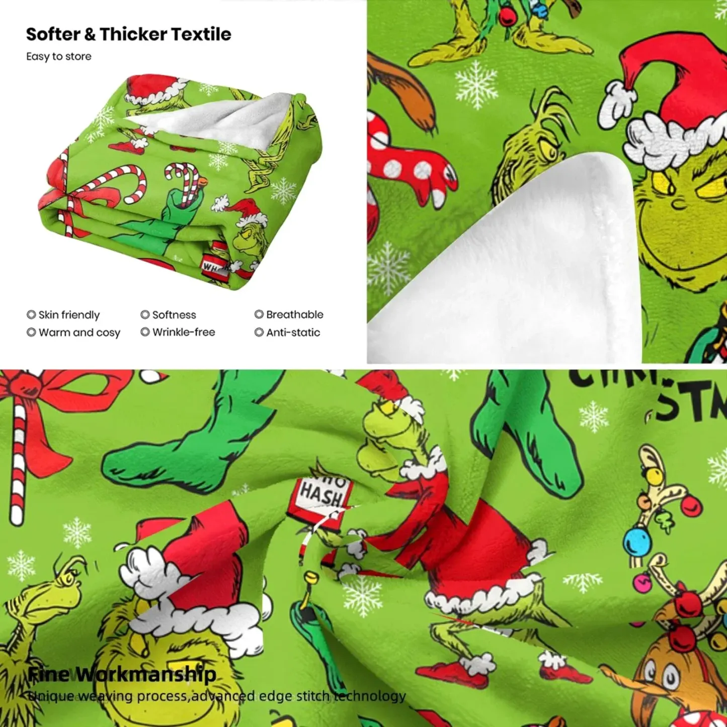Christmas Grinch Flannel Blankets