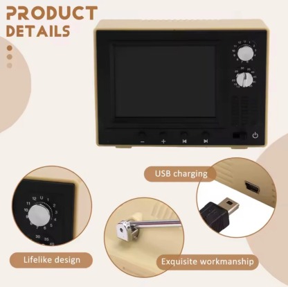 Mini Playable Dollhouse TV – 1:12 Scale Real Video Display Mini Television