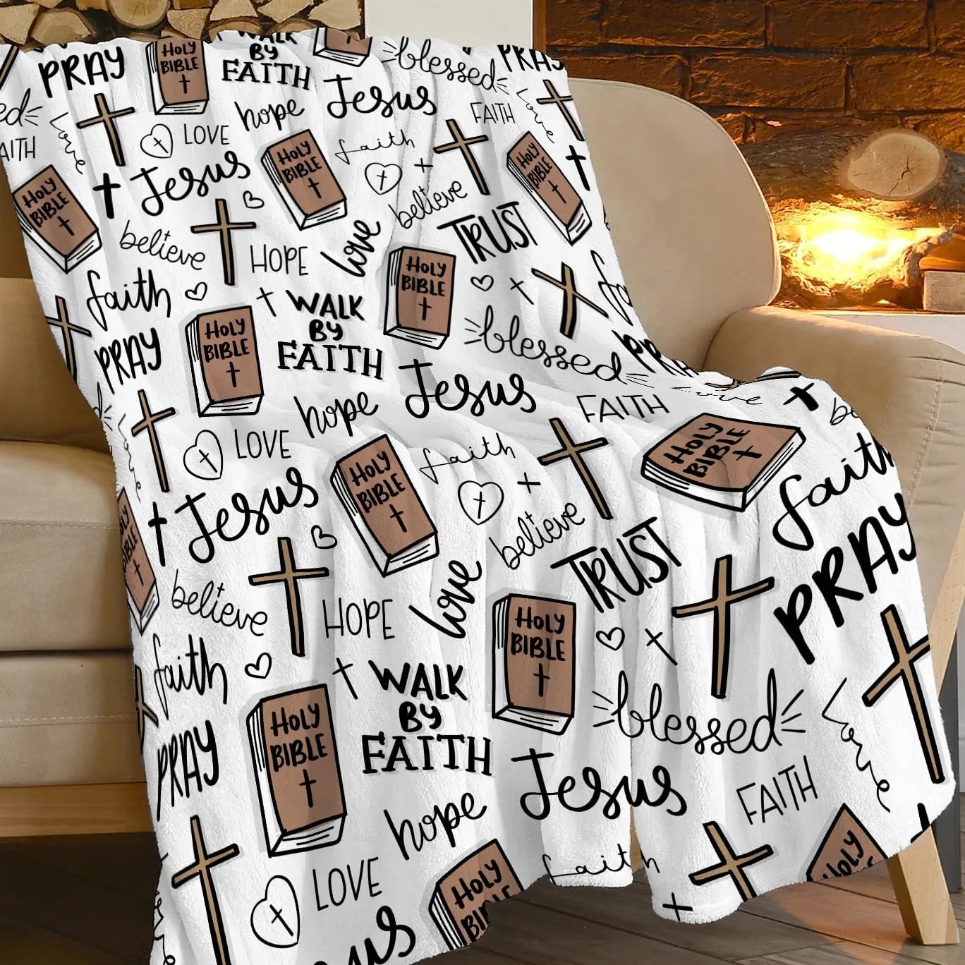 Christian Bible Cross Throw Blanket